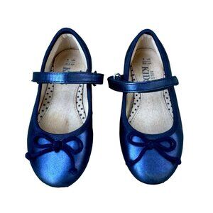 M&S Blue Ballet Flats Girls 8.5 US 25.5 Mary Jane Toddler Girl Shoes Bows